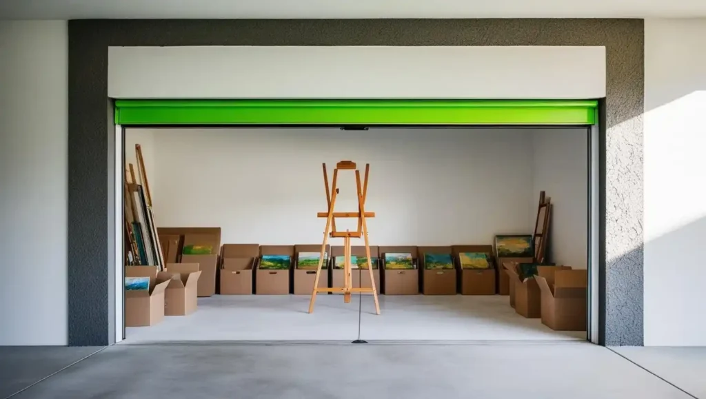 Schilderij opslag in een garagebox